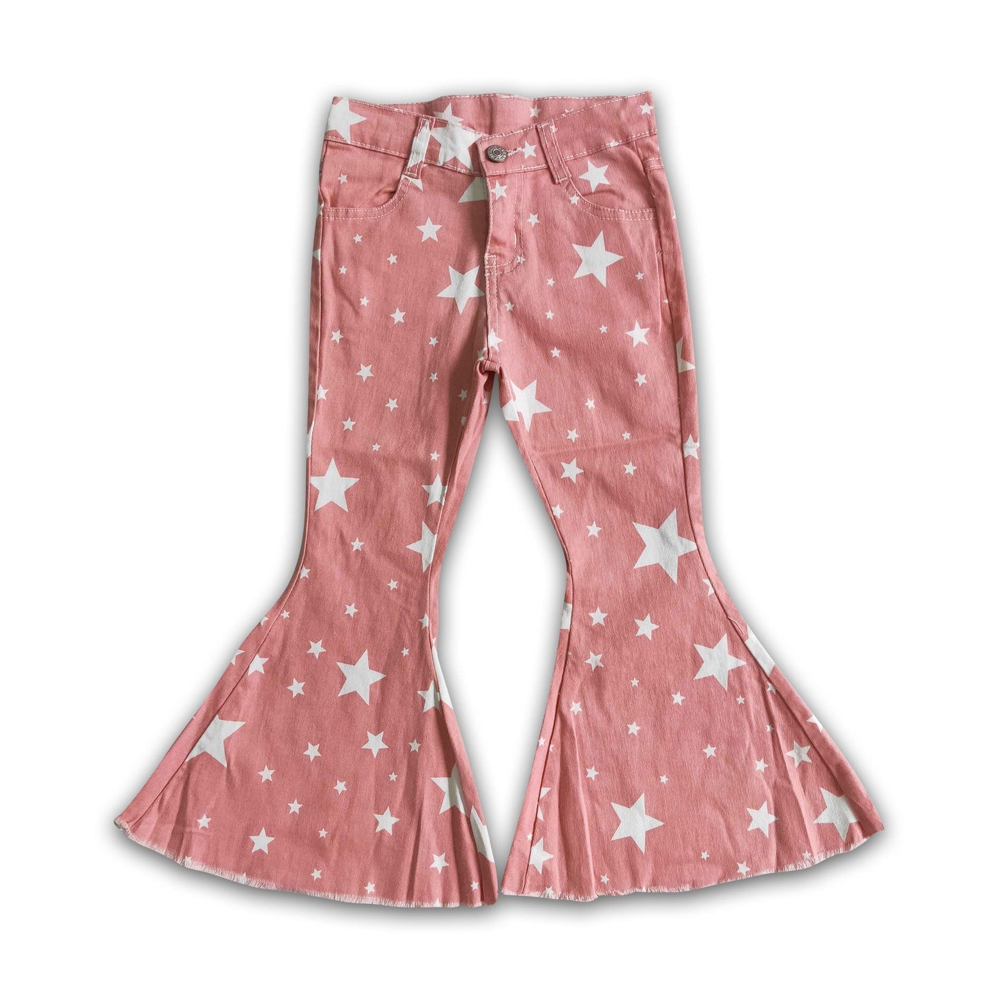Girl Pink Star Denim Pants match belt