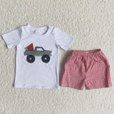 Boy Watermelon Car Plaid Outfit