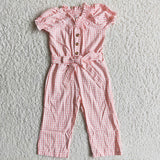 Girl Pink Plaid Jumpsuit