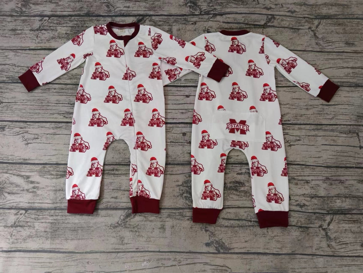 MOQ 3 PCS M maroon long sleeves baby kids zipper team romper