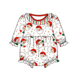 MOQ 5 PCS santa stripe snowflake baby girls Christmas romper