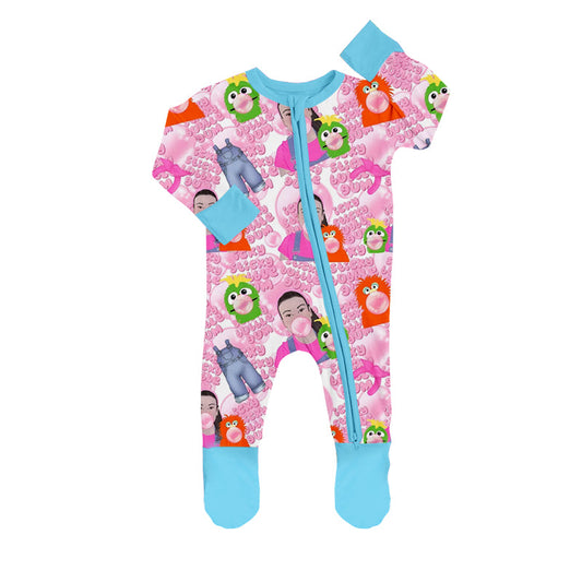 MOQ 5 PCS bubby teacher baby girls footed zipper coverall