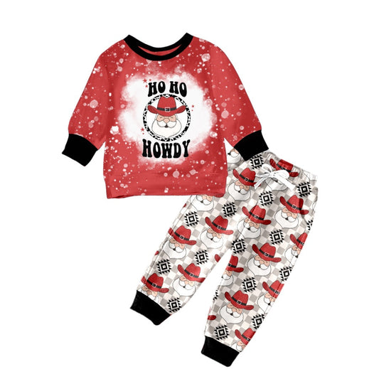 MOQ 5 Ho ho howdy santa kids boy Christmas outfits