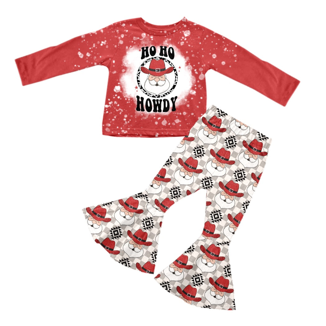 MOQ 5 Ho ho howdy santa kids girls Christmas outfits