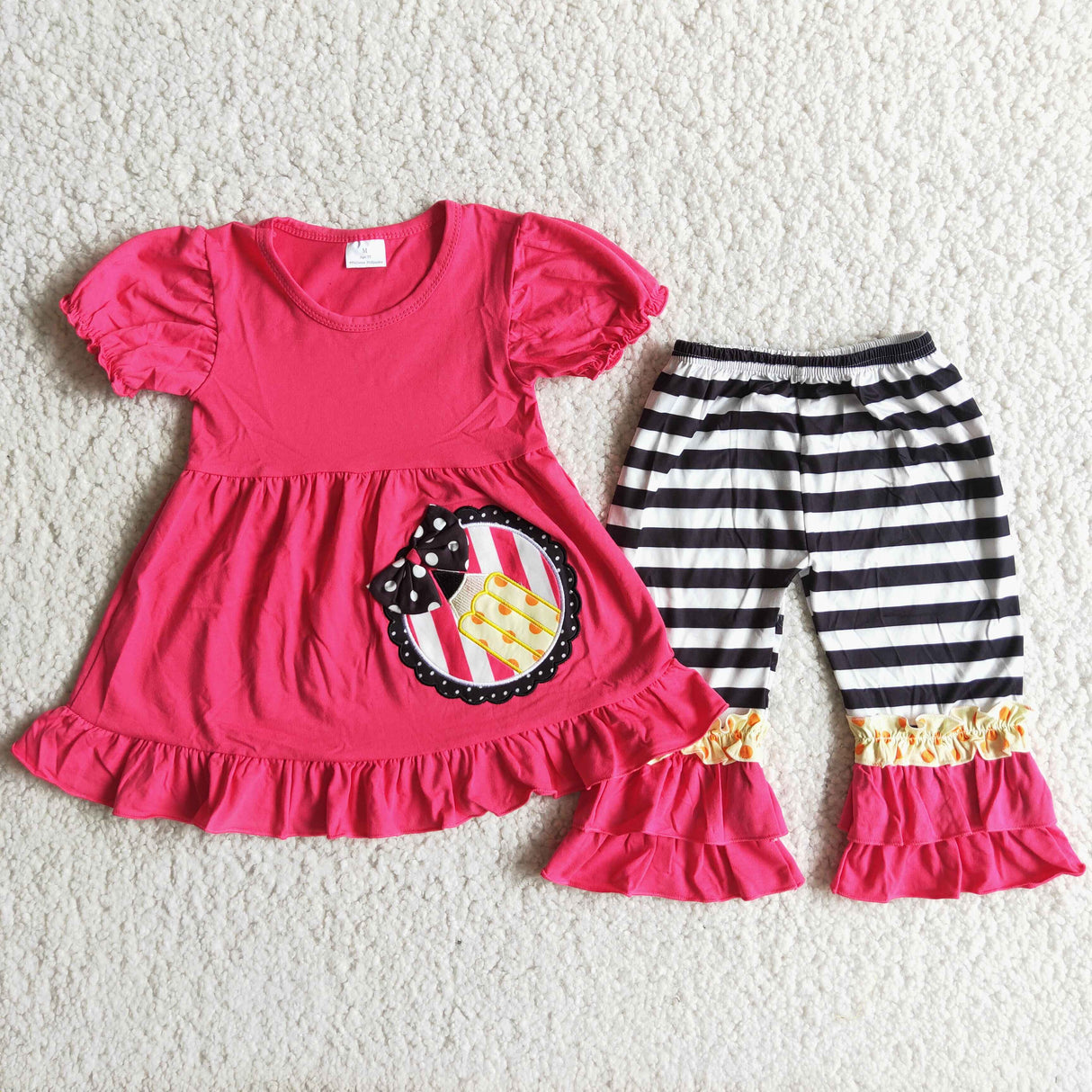 Girl Solid Striped Pants Outfit