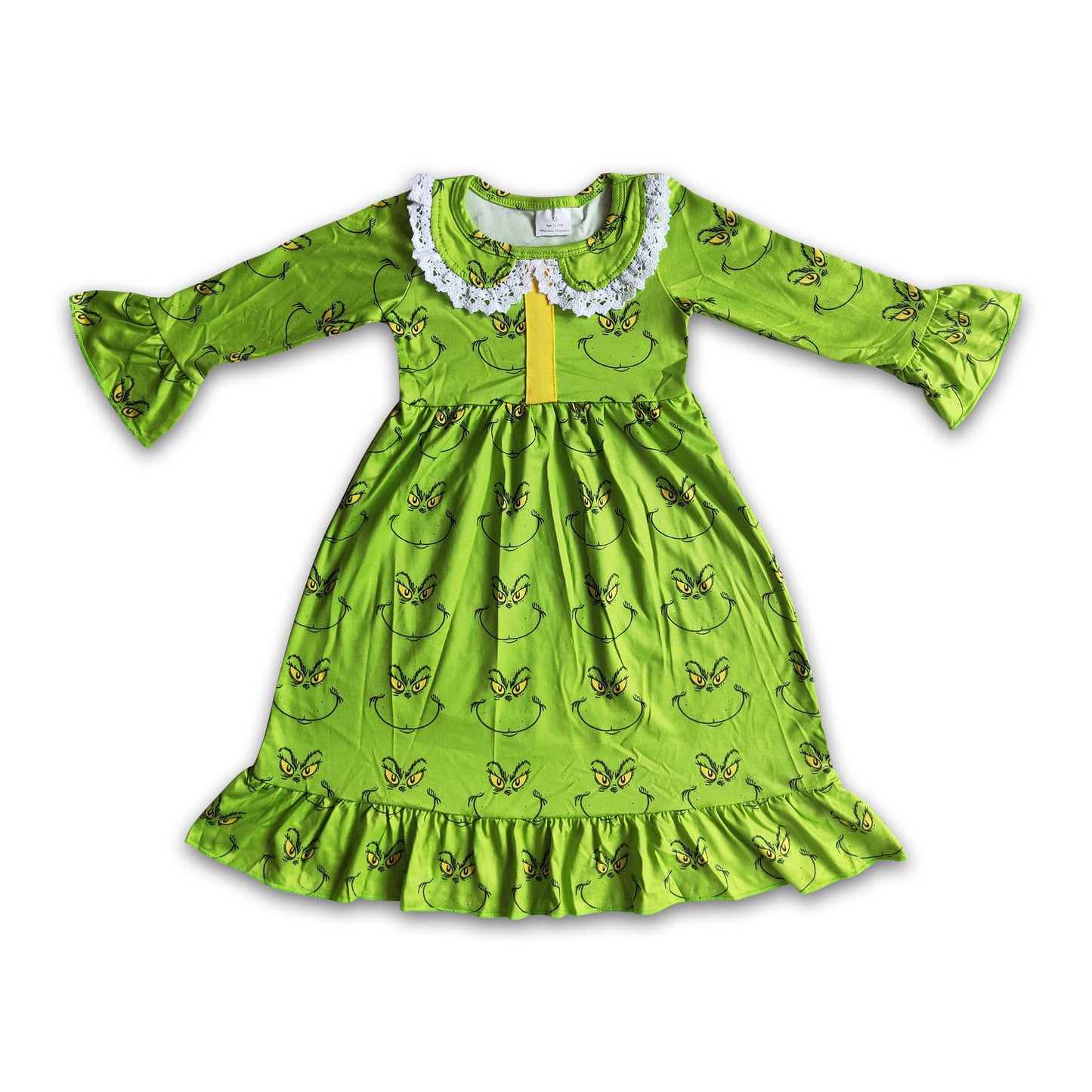 Maxi girls green face Christmas night gown