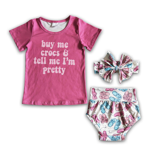 Buy me crocs and tell me I'm pretty shirt bummies baby girls summer clothes