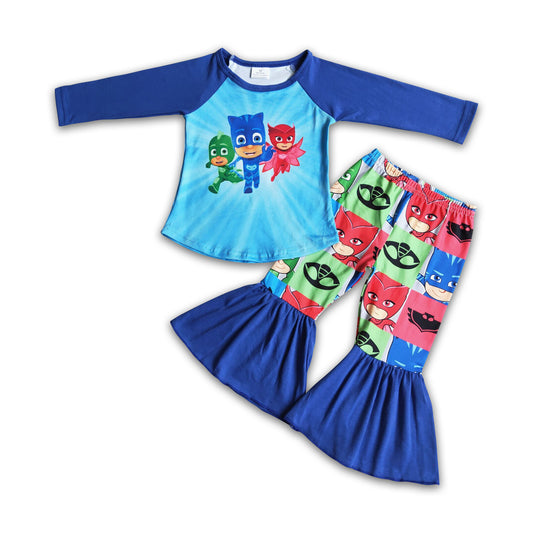 Blue hero raglan bell bottom pants girls fall clothing