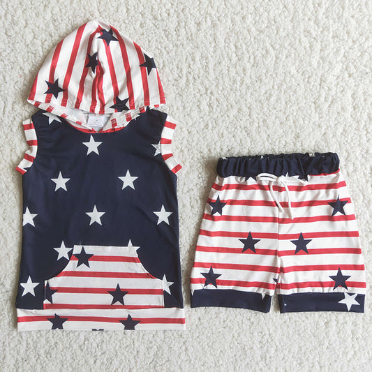 Boy Star Striped 4th of July Outfit