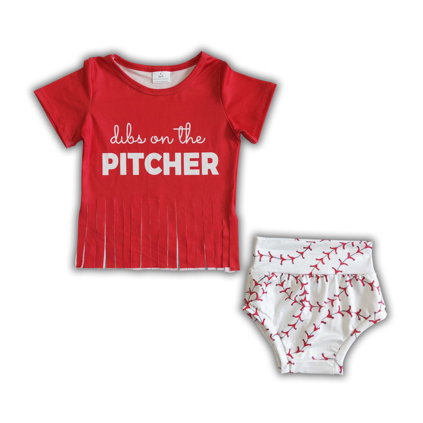 Red tassels shirt bummies baby baseball clothes