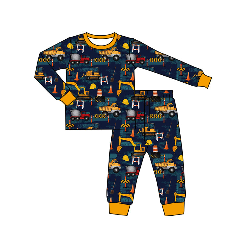 MOQ 5 yellow long sleeves constructions boy pjs