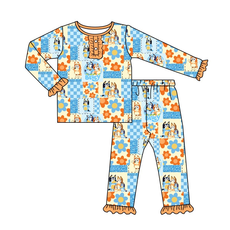 MOQ 5 dogs floral patchwork girls pajamas