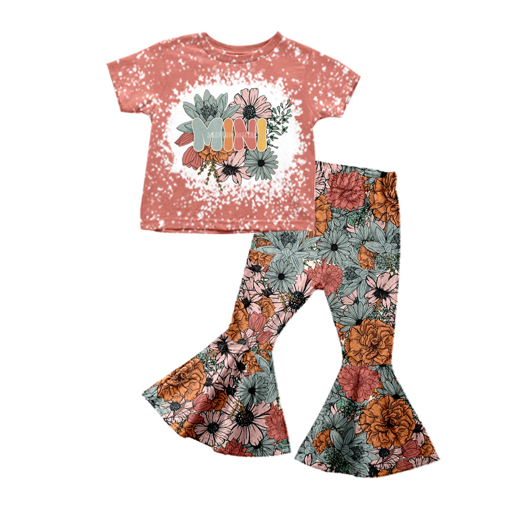 MOQ 5 mini top floral pants girls clothing set