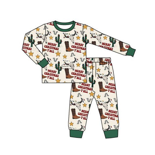 MOQ 5 merry Christmas y'all western boy pajamas