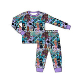 MOQ 5 purple movie long sleeves girls pajamas