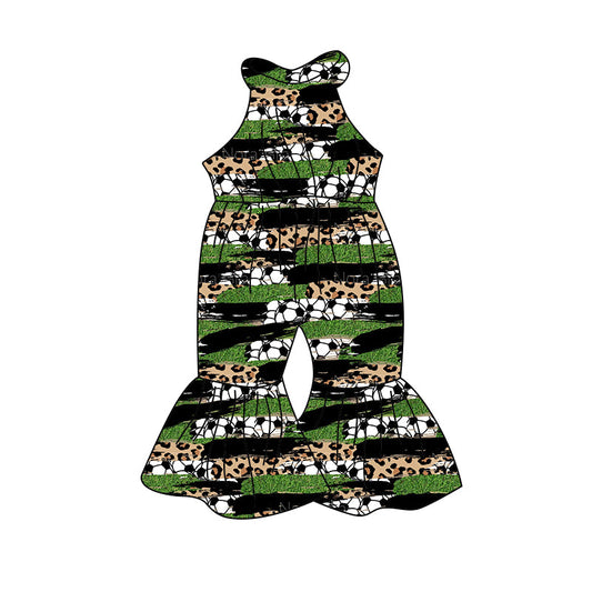 MOQ 5 football leopard sleeveless girls jumpsuit