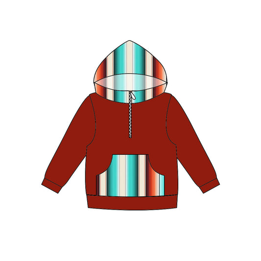 MOQ 5 solid serape western kids zipper hoodie