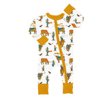 MOQ 5 PCS cactus cow rodeo western baby boy zipper romper