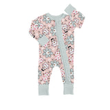 MOQ 5 PCS snowman flower baby girls zipper romper