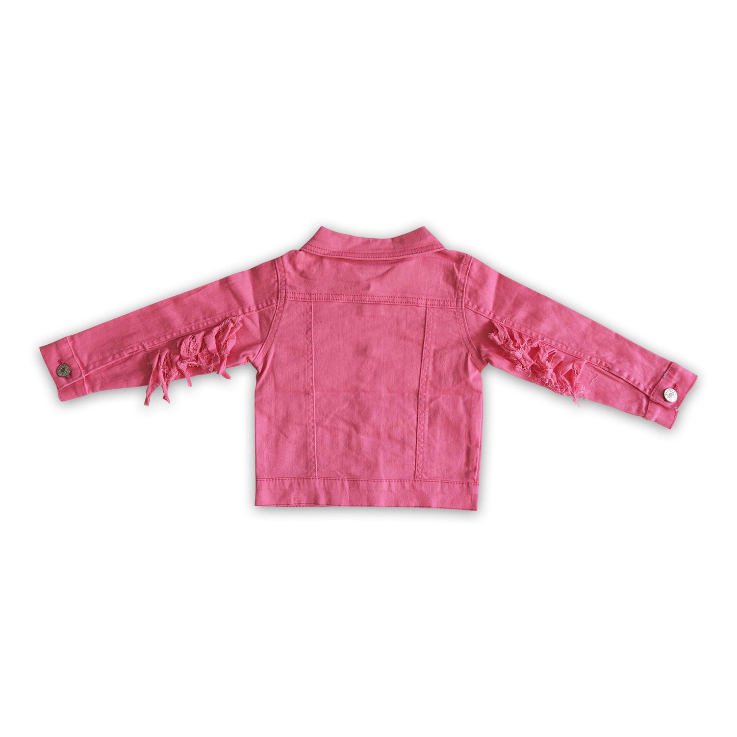 Hot pink color tassels girls spring denim jacket