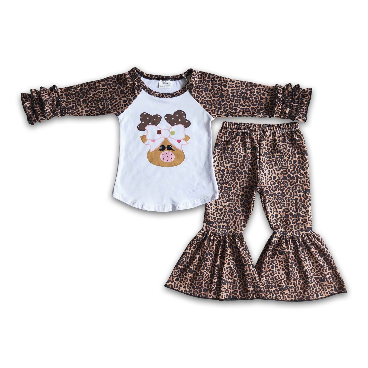 Reindeer leopard shirt bell bottom pants Christma outfits