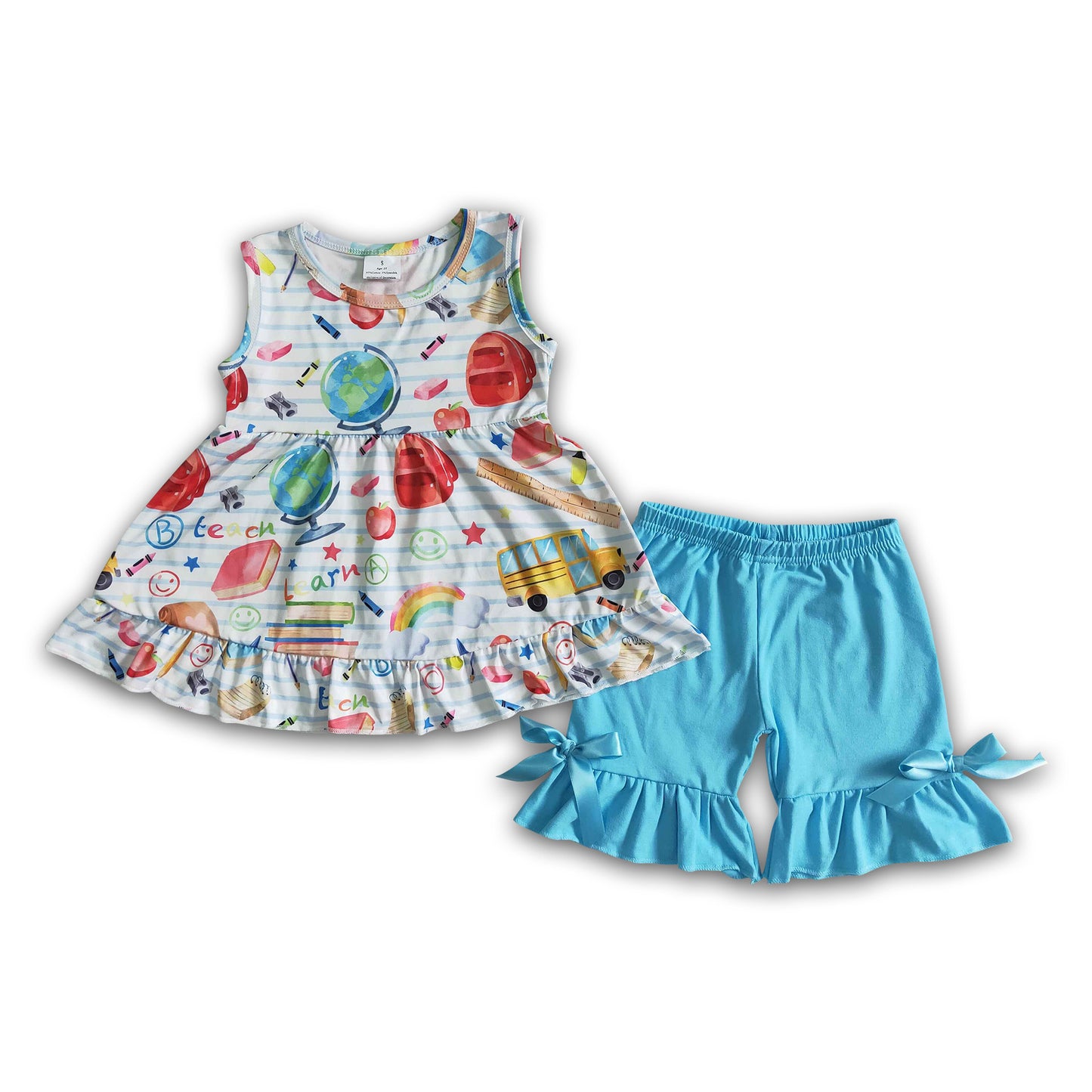 Learn book apple sleeveless girls back to school clothing