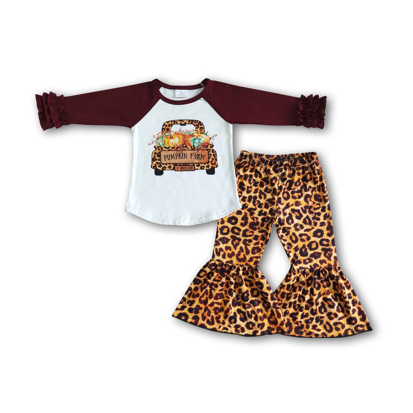 Girl Pumpkin Farm Leopard Outfit