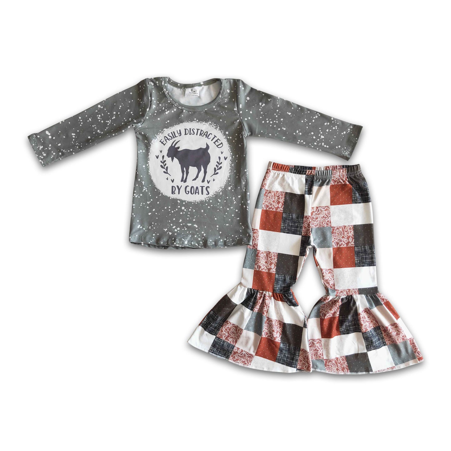 Goats shirt patchwork bell bottom pants baby girl clothes