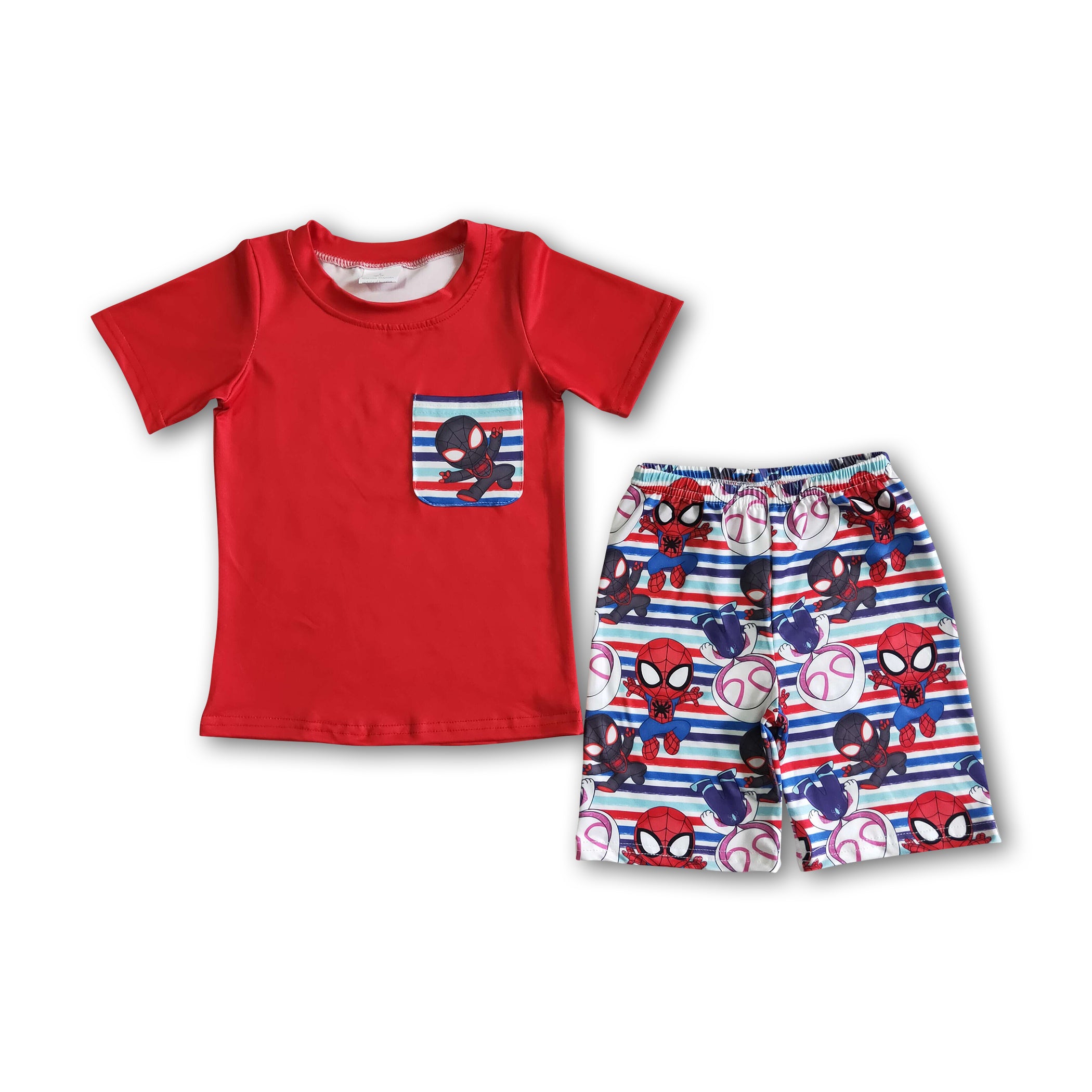 Red pocket cute kids boy summer clothing – Yawoo Garments