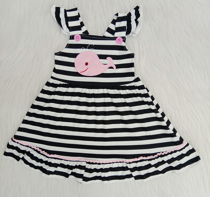Girl Whale Striped Dresses