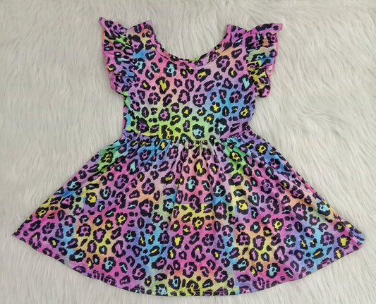 Girl Rainbow Leopard Dresses