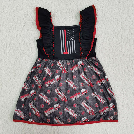 Girl Red Fire Truck Dress