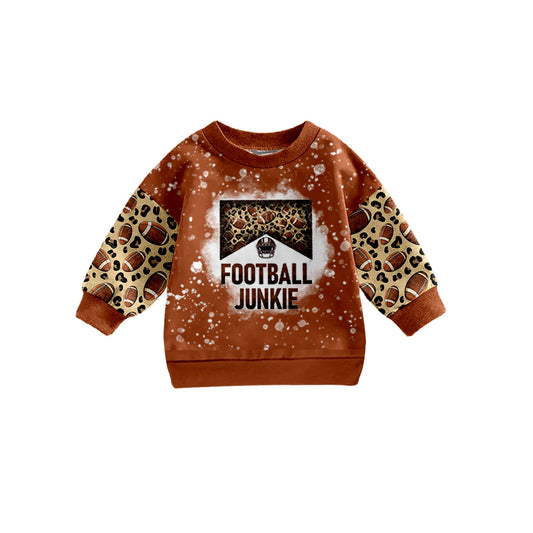 MOQ 5 brown bleached football leopard kids shirt