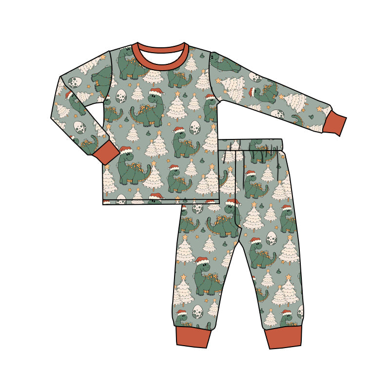 MOQ 5 dinosaur Christmas hat kids pajamas