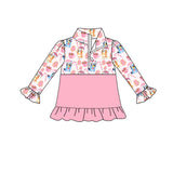 MOQ 5 pink dog candy cane baby girls Christmas hoodie