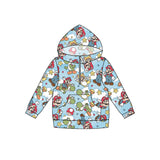 MOQ 5 light blue pocket game kids zipper hoodie