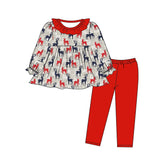 MOQ 5 deer tunic leggings girls Christmas clothes