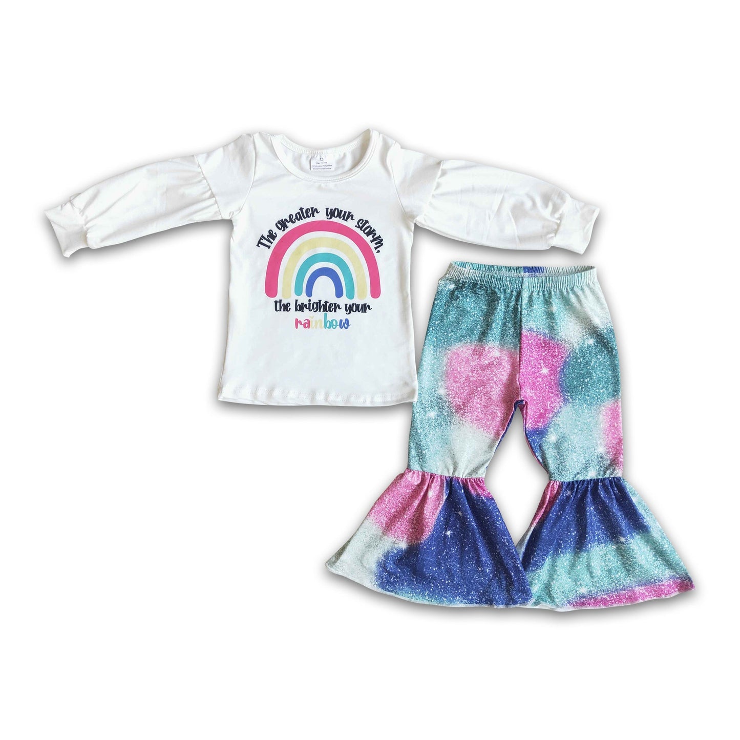 The greater your storm the brighter your rainbow girls boutique clothing