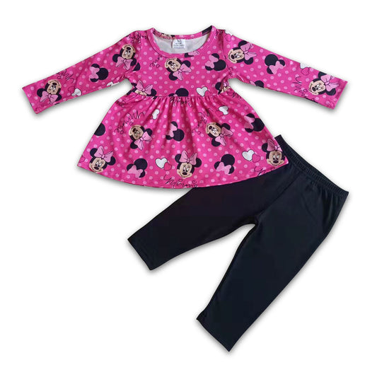 Cute mouse print tunic black leggings girls boutique clothing