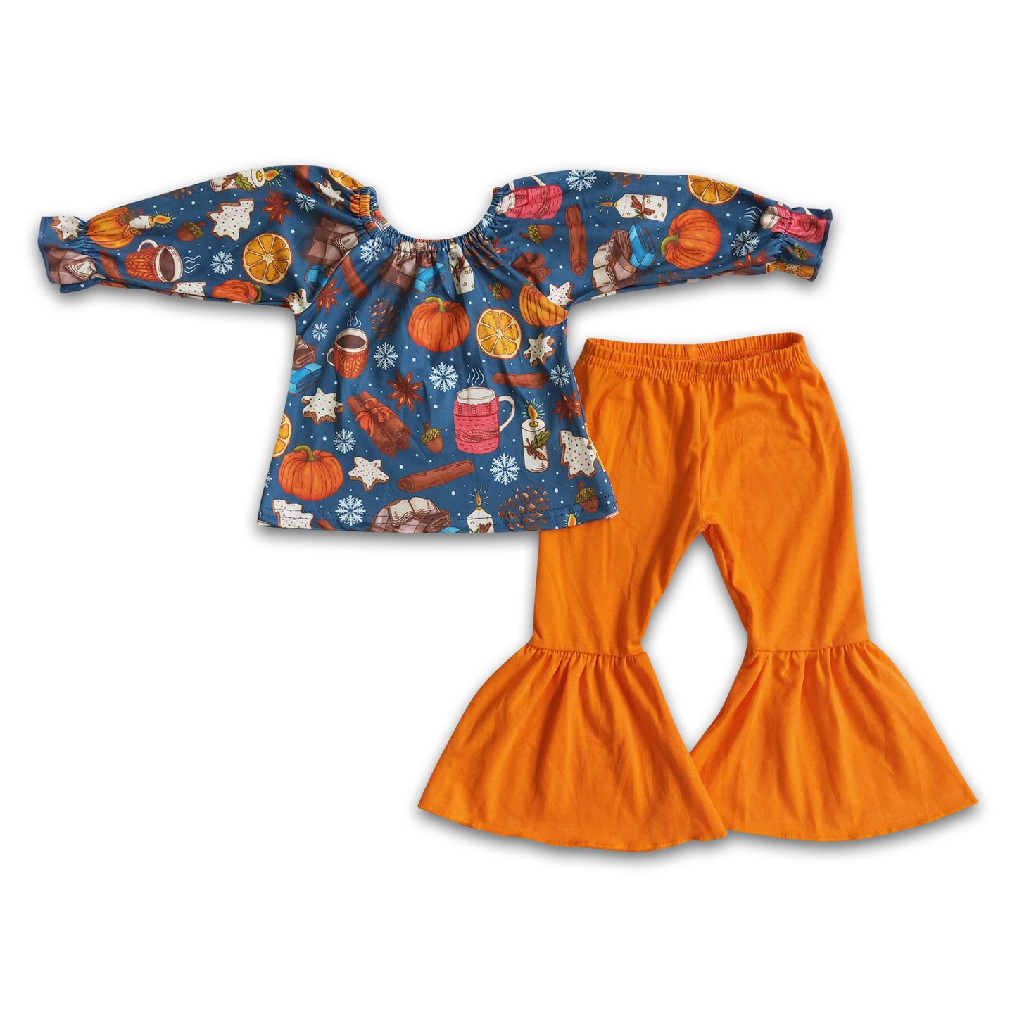 Girl Pumpkin Solid Pants Outfit