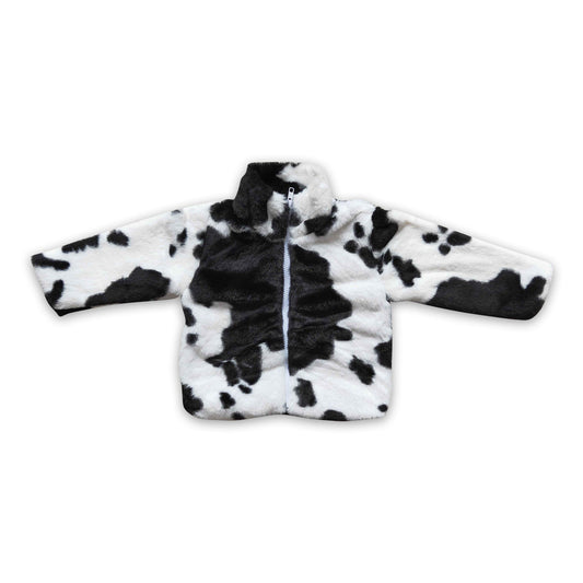 Cow print full zipper jackets