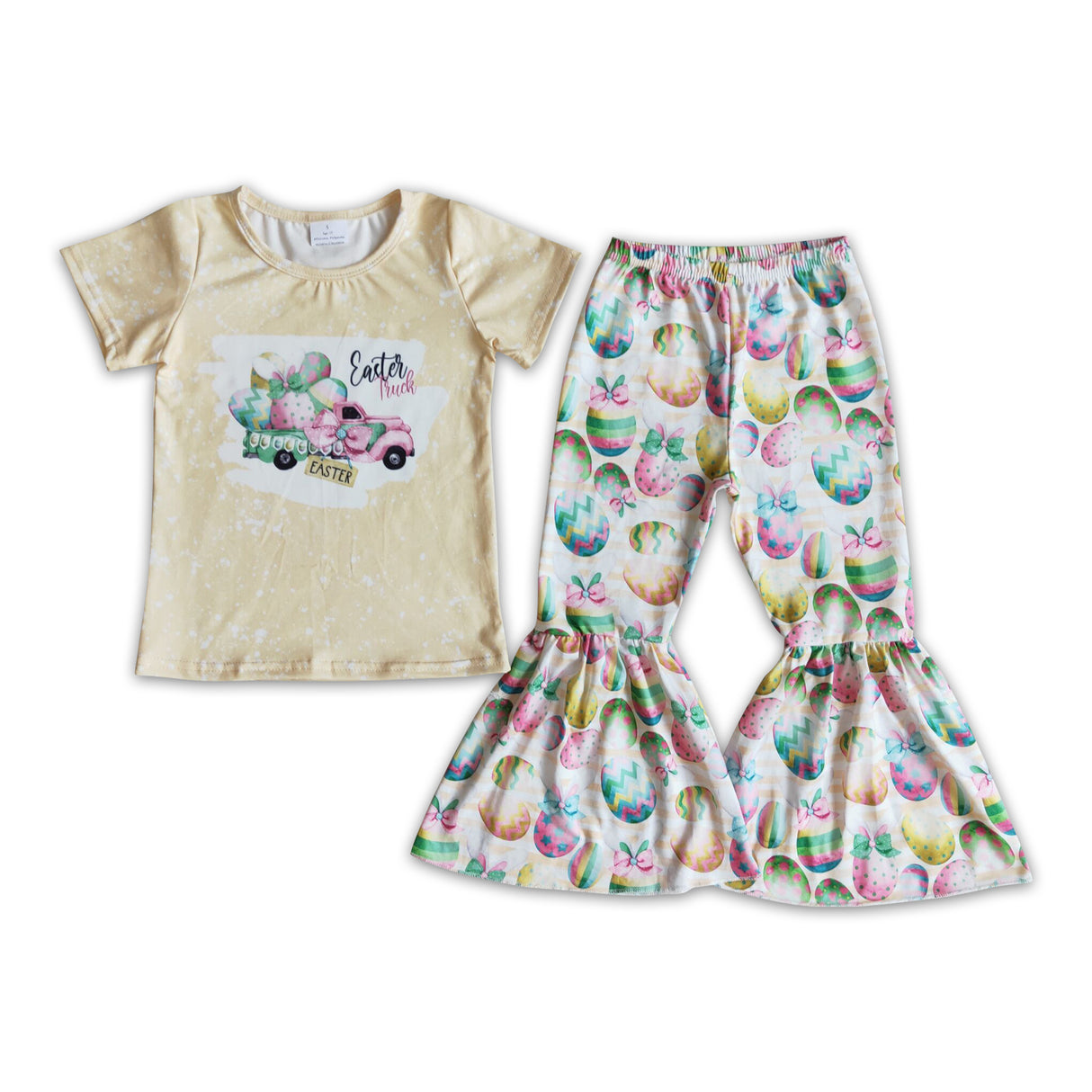 Easter truck shirt egg print bell bottom pants kids girls boutique clothing
