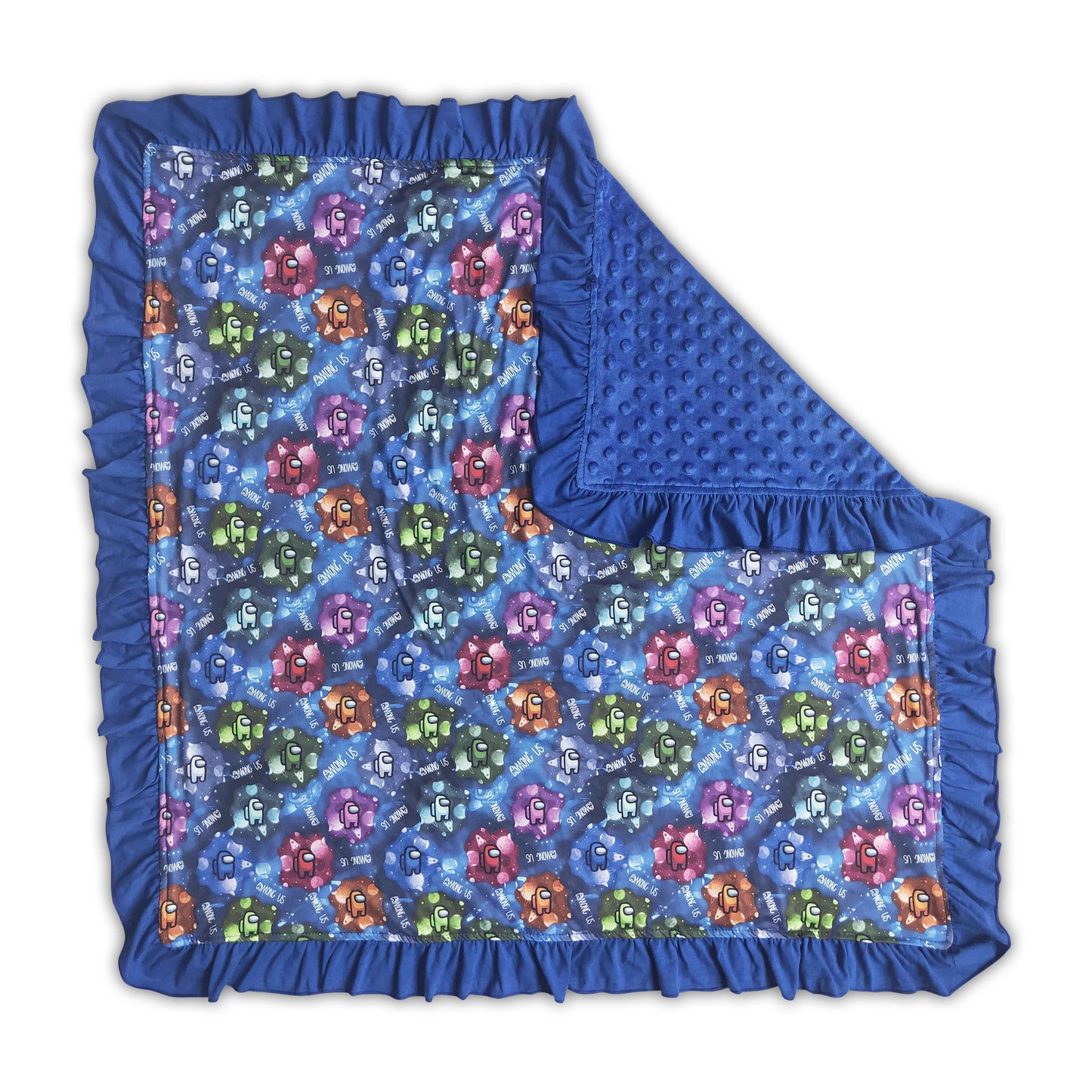 Baby blue ruffle minky blankets