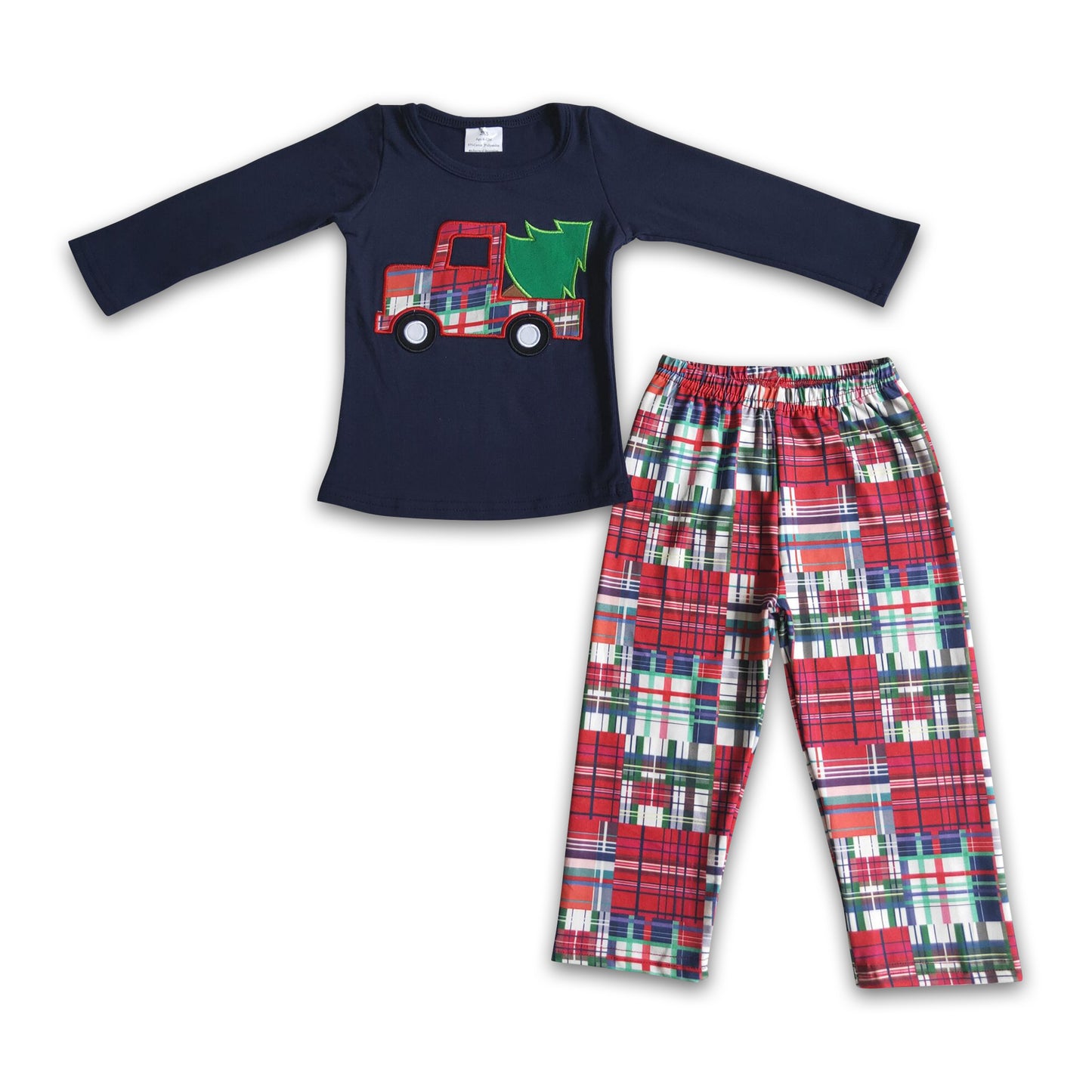 Christmas truck embroidery boy clothing set