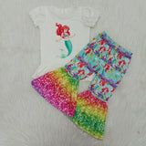 Girl White Shirt Bell Bottom Pants Outfit