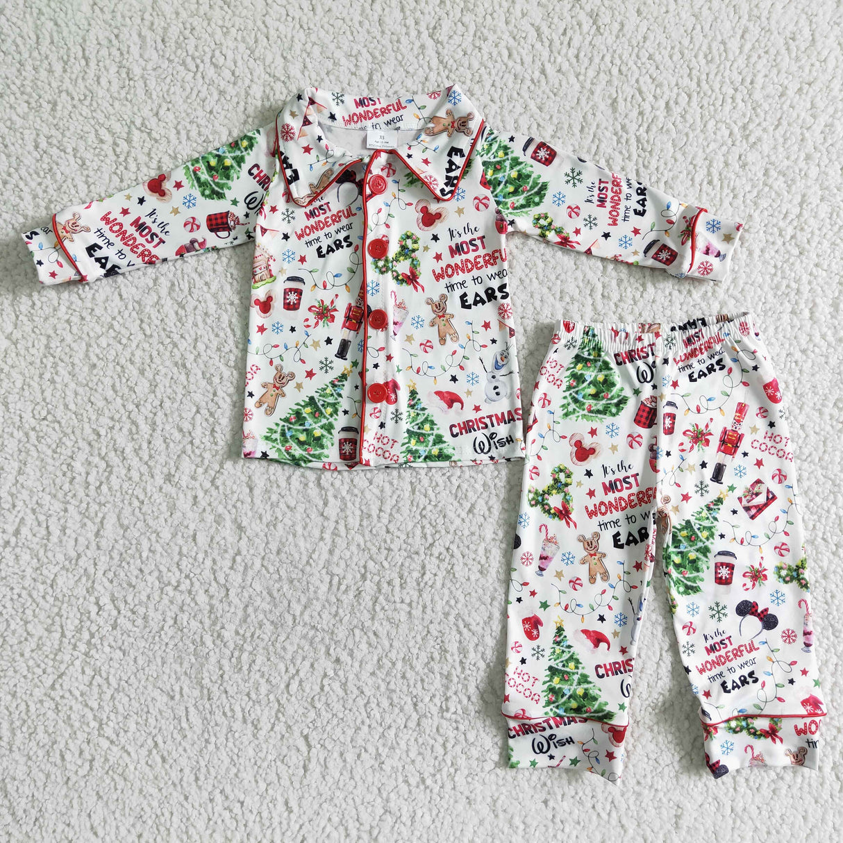 It's the wonderful time to wear ears snacks boys Christmas pajamas