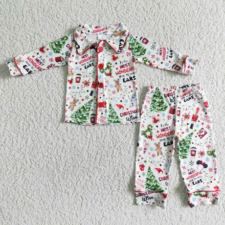 It's the wonderful time to wear ears snacks boys Christmas pajamas