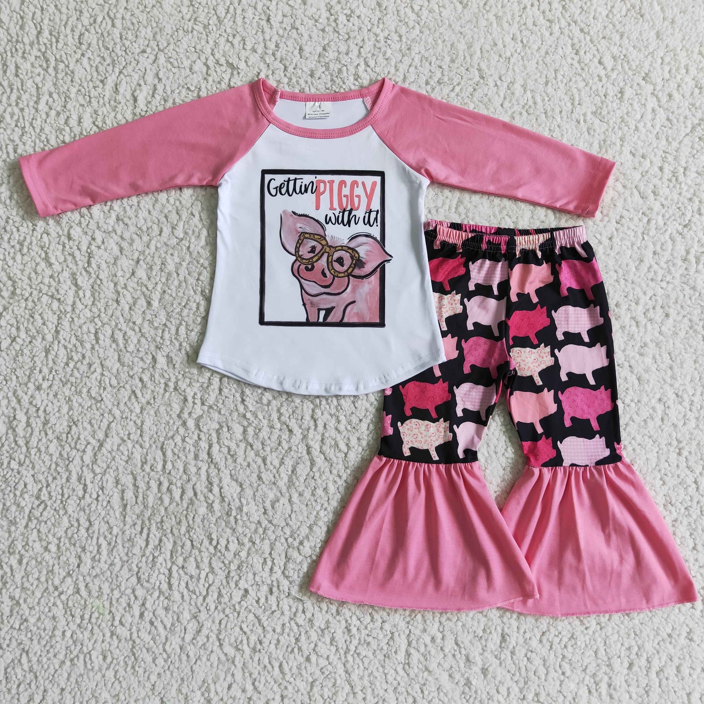 Piggy print baby girls clothing