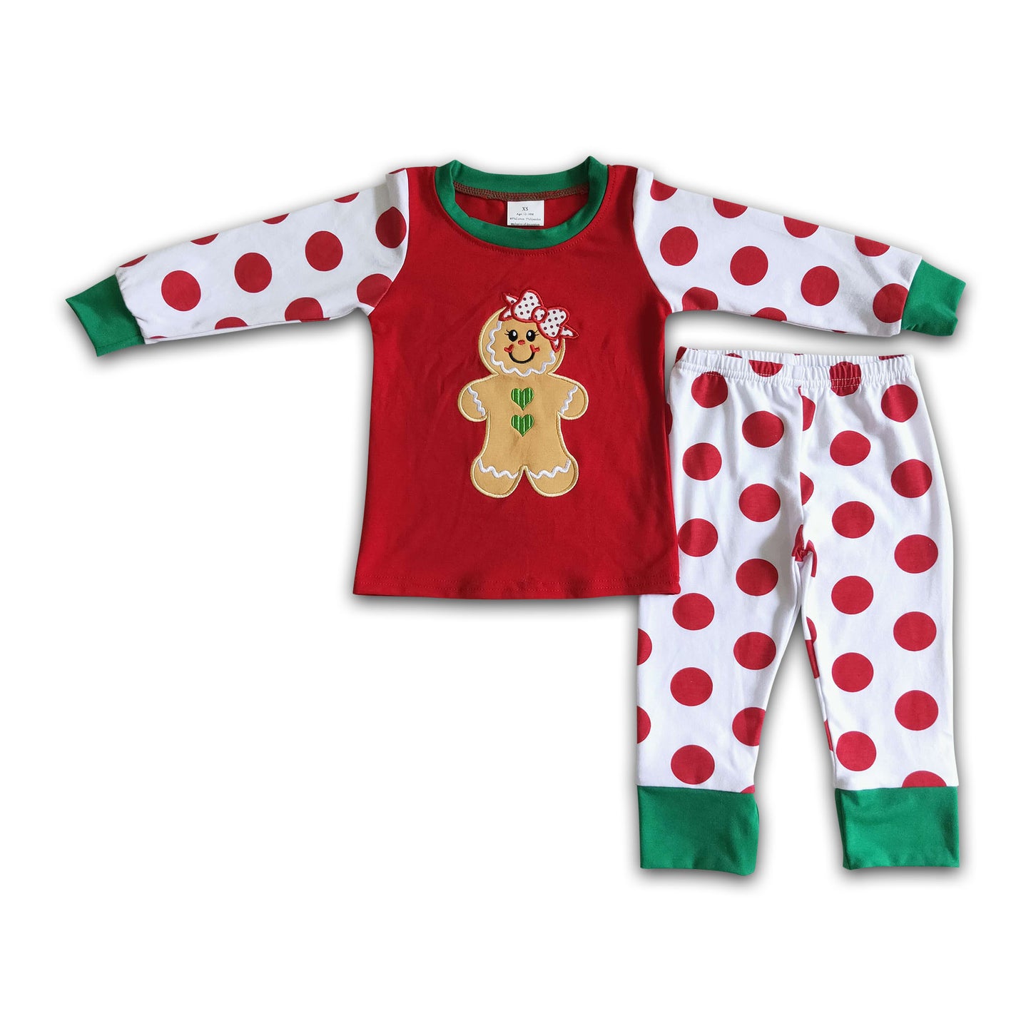 Gingerbread embroidery girls cotton Christmas pajamas