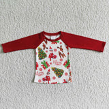 Red long sleeve cute naughty and nice boy Christmas shirt
